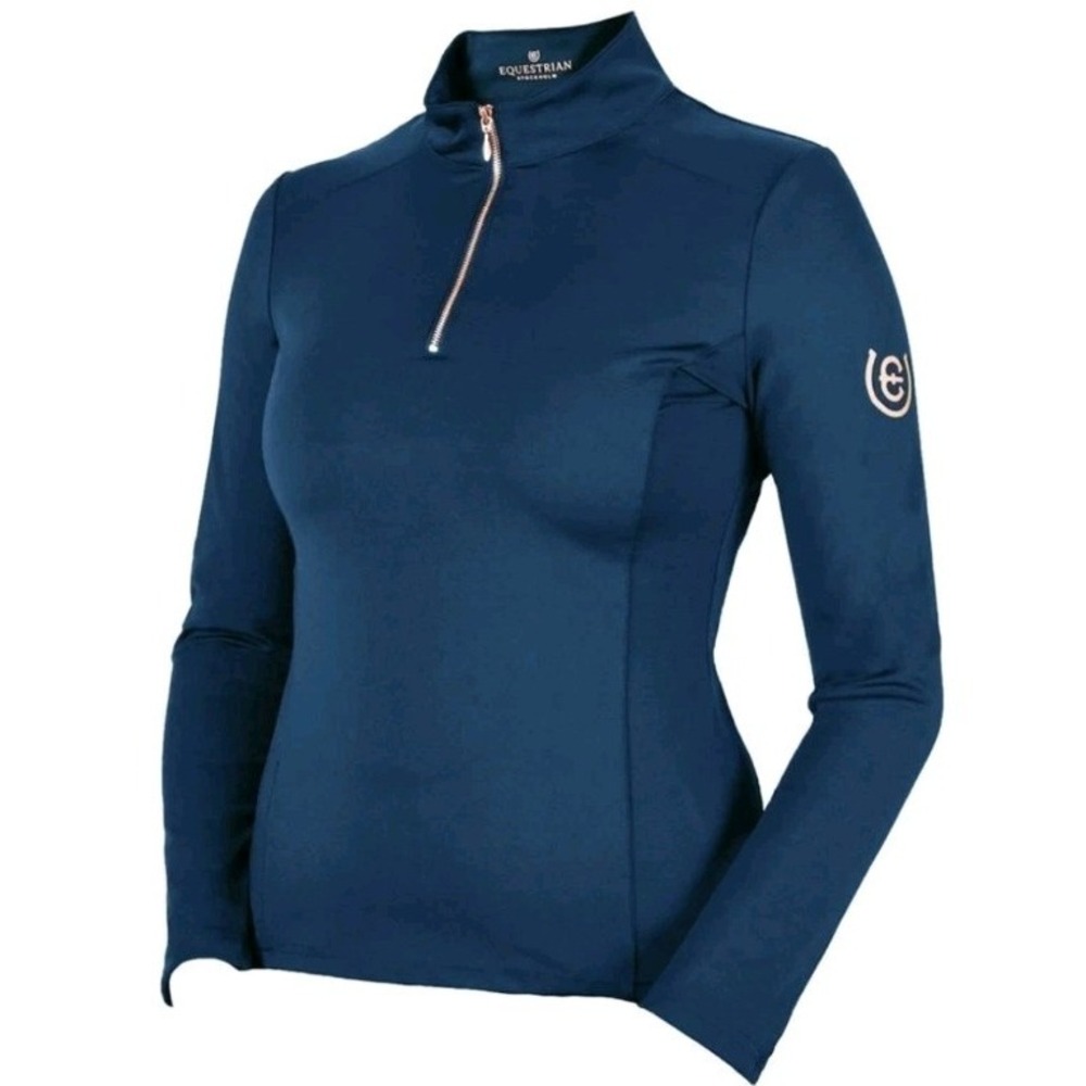 Equestrian Stockholm Vision Performance Top Blue Woman XL Zip Long Sleeve Riding